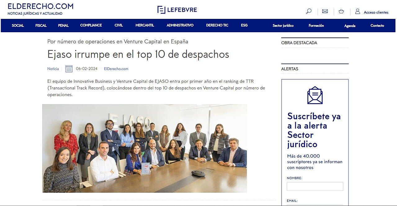 Ejaso irrumpe en el top 10 de despachos